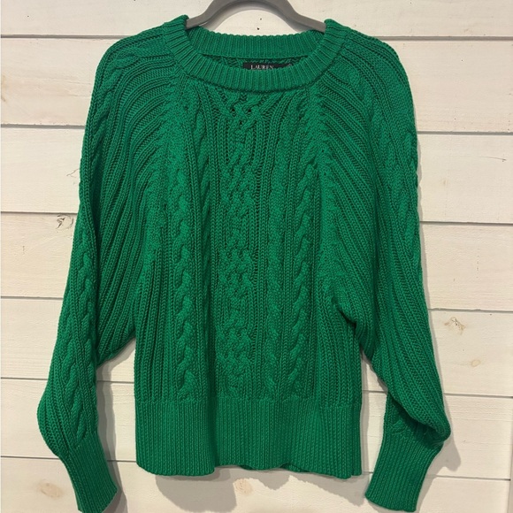 Ralph Lauren Black Label Green Crew Neck Cable Knit Sweater - Picture 3 of 15